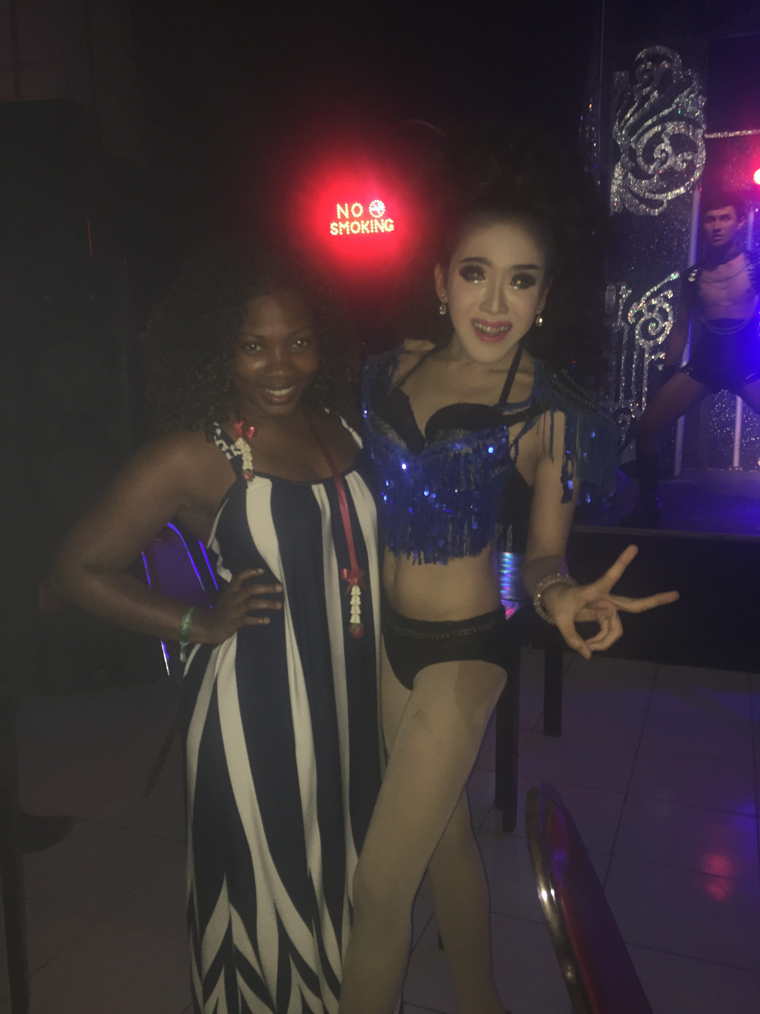 Nina With a ladyboy after the Cabaret performance in Chiang Mai